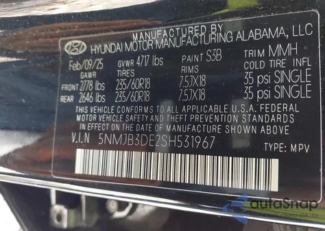 2025 Hyundai Tucson Sel from USA, damaged, VIN 5NMJB3DE2SH531967